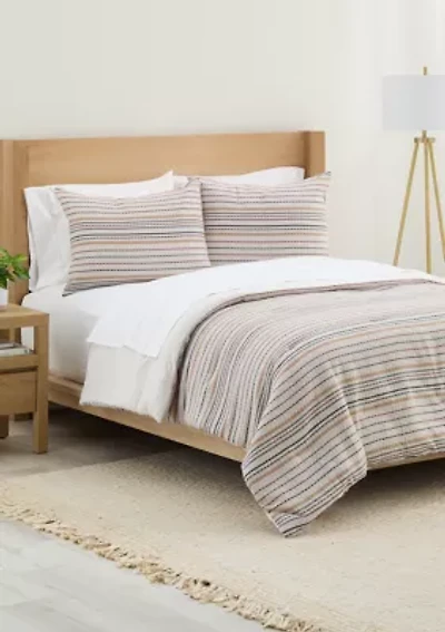 Home Yarn Dyed Waffle Stripe Comforter Set