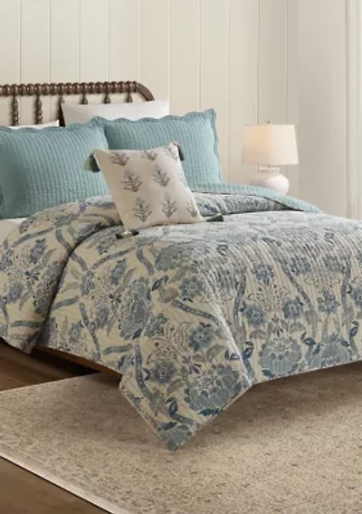 Mystic Moss Damask 3-Piece Quilt Set