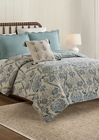 Mystic Moss Damask 3-Piece Quilt Set