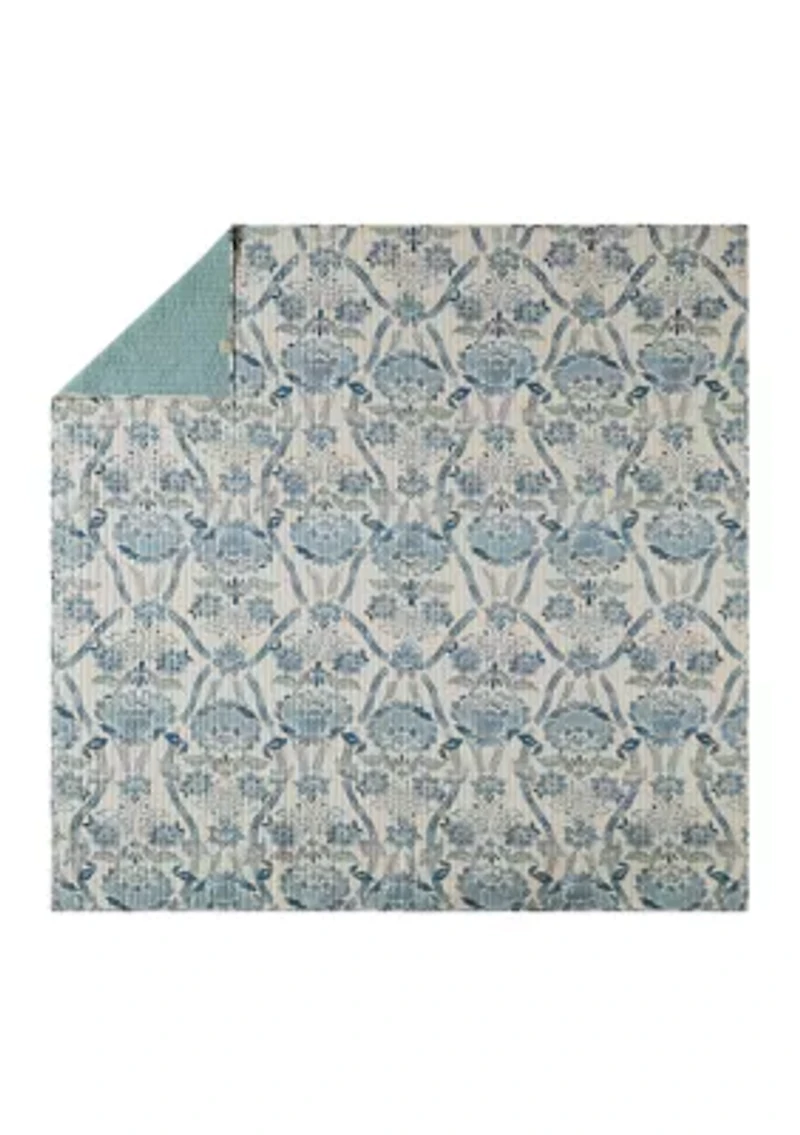 Mystic Moss Damask 3-Piece Quilt Set