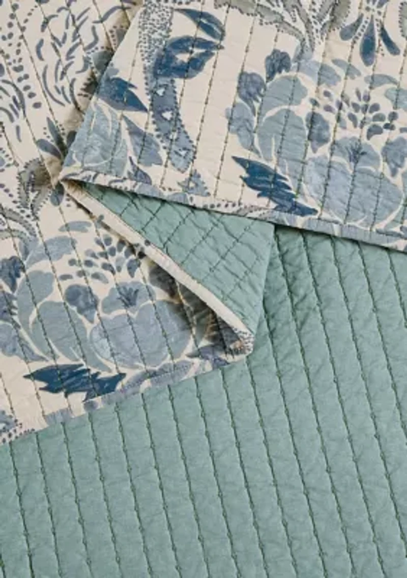 Mystic Moss Damask 3-Piece Quilt Set