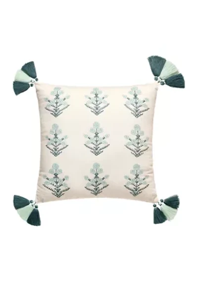 Mystic Moss Embroidered Accent Pillow