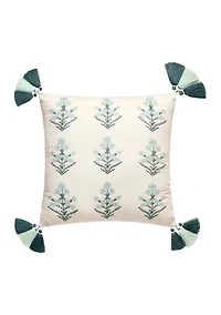 Mystic Moss Embroidered Accent Pillow