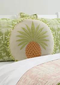 Queenie Pineapple Round Embroidered Decorative Pillow