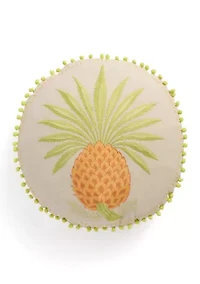 Queenie Pineapple Round Embroidered Decorative Pillow