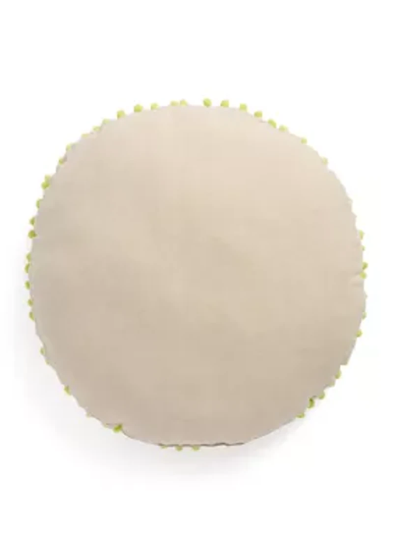 Queenie Pineapple Round Embroidered Decorative Pillow