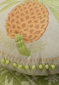 Queenie Pineapple Round Embroidered Decorative Pillow