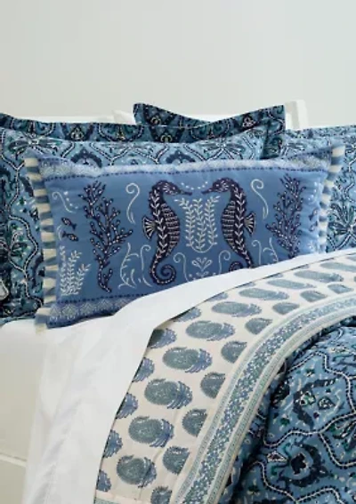 Hamilton Seahorse Embroidered Decorative Pillow