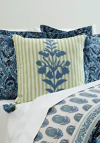 Hamilton Crewel Embroidered Square Decorative Pillow