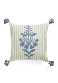 Hamilton Crewel Embroidered Square Decorative Pillow