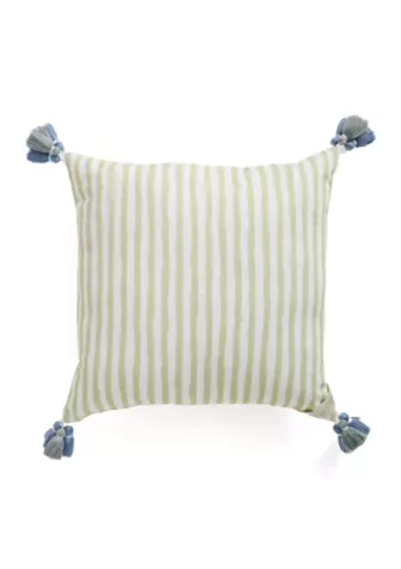 Hamilton Crewel Embroidered Square Decorative Pillow