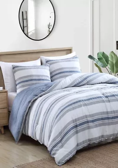Bay Shore 3-Piece Striped Cotton Comforter Set