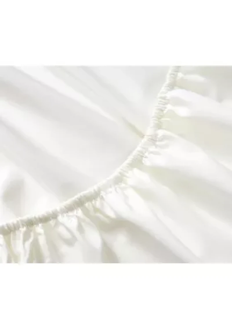 Nautica Fully Elastic Cotton Blend Fitted Sheet- Deep Pocket, White- Queen