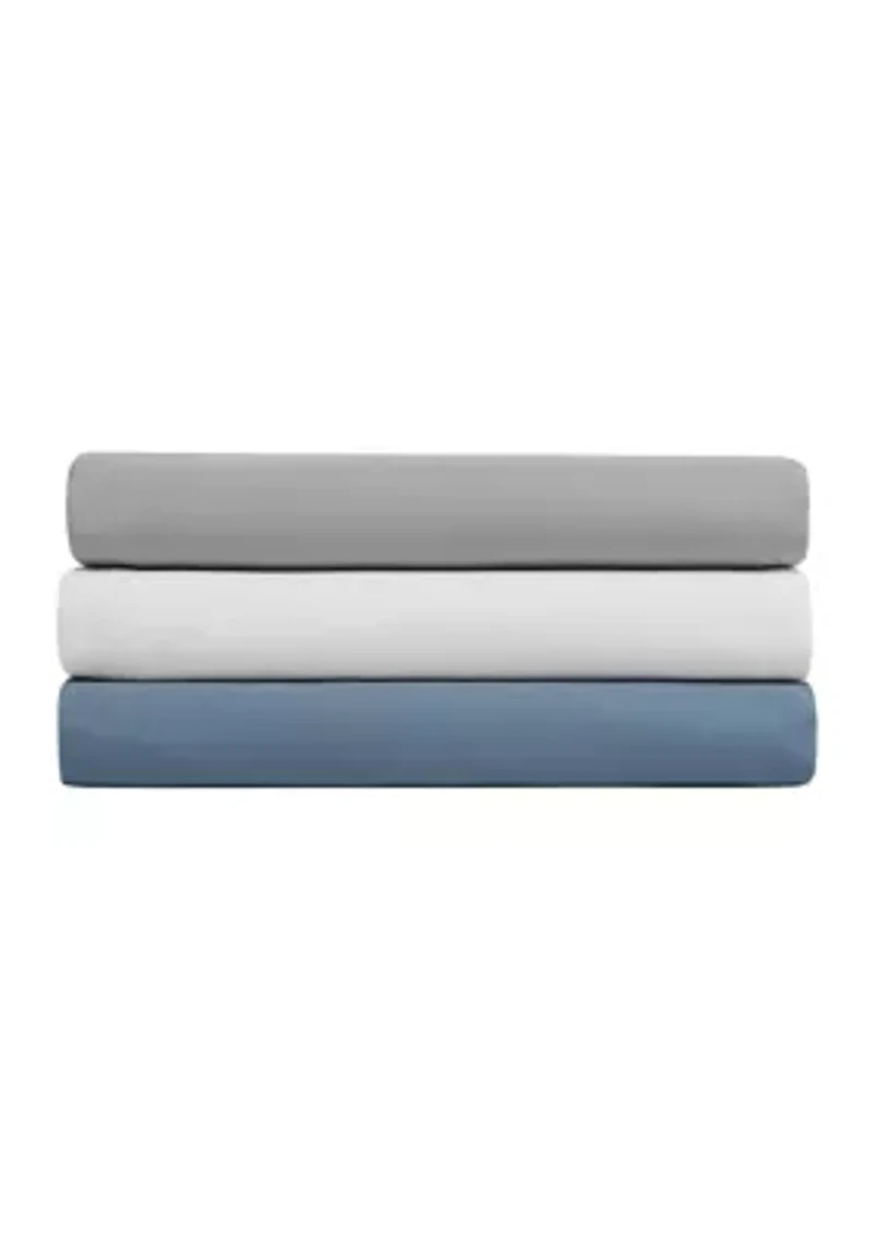 Nautica Fully Elastic Cotton Blend Fitted Sheet- Deep Pocket, Blue- Queen