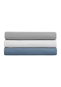 Nautica Fully Elastic Cotton Blend Fitted Sheet- Deep Pocket, Blue- Queen