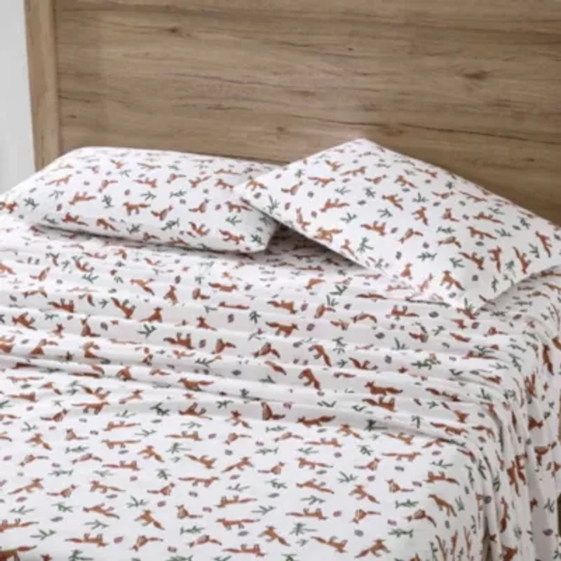 Fox Trail 100% Cotton Flannel 4 Piece Sheet Set