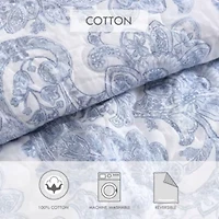 Field Of Paisley 100% Cotton 3 Piece Reversible Quilt Set