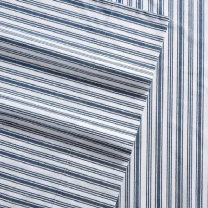 Coleridge Stripe 100% Cotton Percale- 4 Piece- Sheet Set