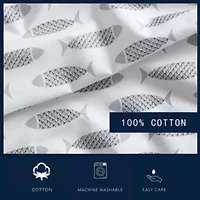 Woodblock Fish 100% Cotton Percale- 3 Piece- Sheet Set