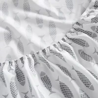 Woodblock Fish 100% Cotton Percale- 3 Piece- Sheet Set