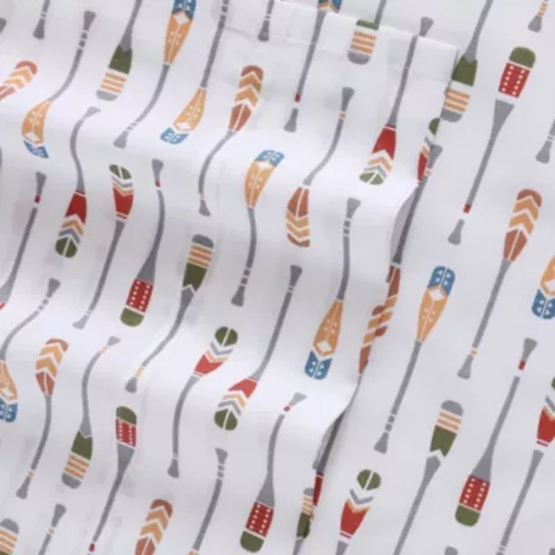 Canoe Lake Paddle 100% Cotton Percale- 4 Piece- Sheet Set