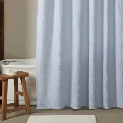 Waffle Solid Cotton Shower Curtain