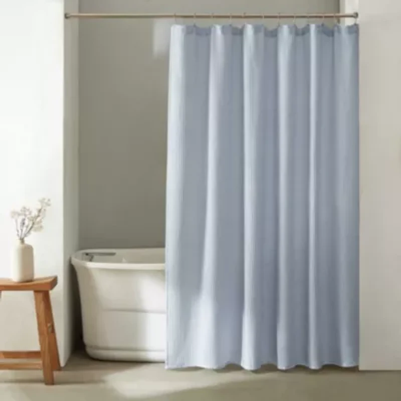 Waffle Solid Cotton Shower Curtain