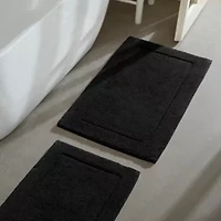 Essence Solid Black Bath Rug Set-2 Piece