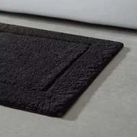 Essence Solid Black Bath Rug Set-2 Piece