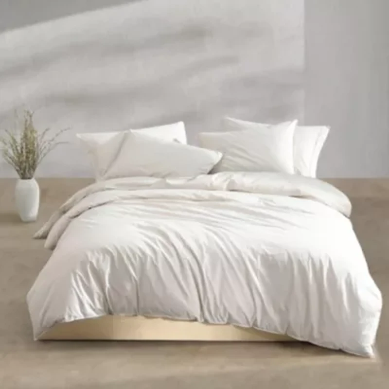 Washed Percale Grey Queen Comforter-Sham Set-3 Piece