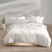 Washed Percale Grey Queen Comforter-Sham Set-3 Piece