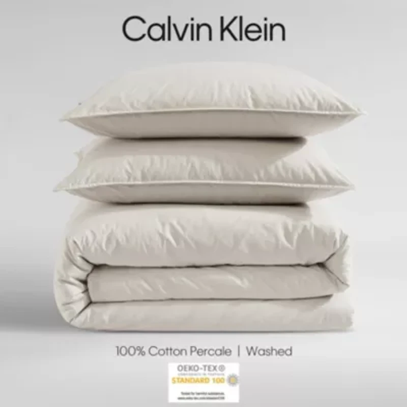 Washed Percale Grey Queen Comforter-Sham Set-3 Piece