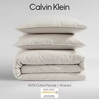 Washed Percale Grey Queen Comforter-Sham Set-3 Piece