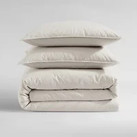 Washed Percale Grey Queen Comforter-Sham Set-3 Piece