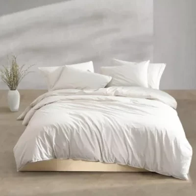 Washed Percale Beige Queen Duvet Cover Set-3 Piece