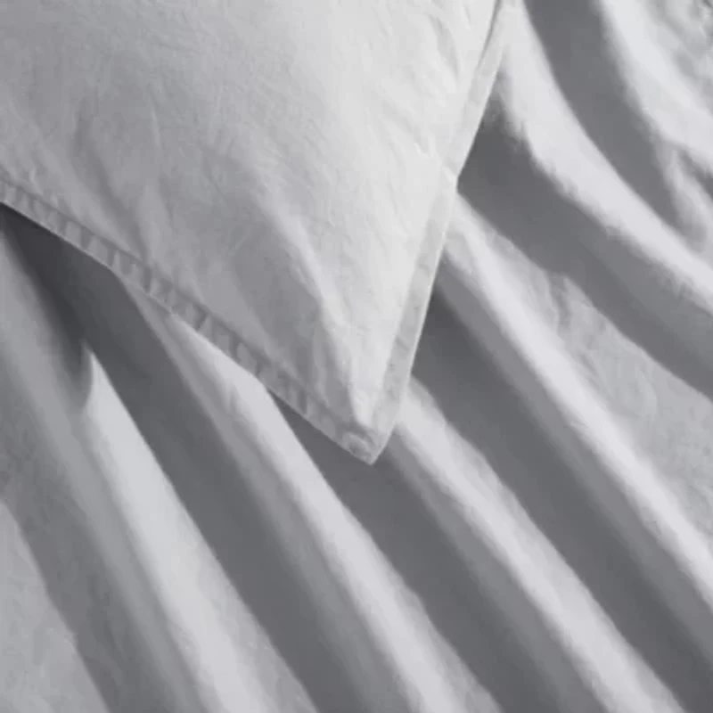 Washed Percale Brown Queen Duvet Cover Set-3 Piece