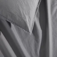 Washed Percale Brown Queen Duvet Cover Set-3 Piece