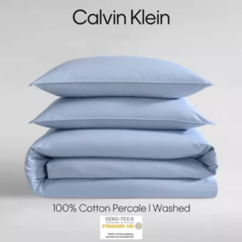 Washed Percale Brown Queen Duvet Cover Set-3 Piece