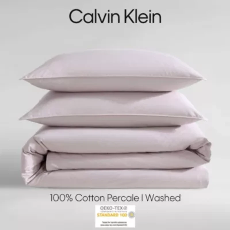 Washed Percale Brown Queen Duvet Cover Set-3 Piece