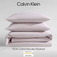 Washed Percale Brown Queen Duvet Cover Set-3 Piece