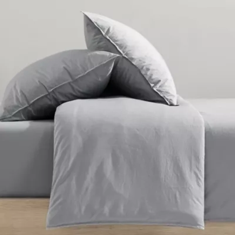 Washed Percale Brown Queen Duvet Cover Set-3 Piece