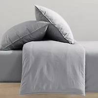 Washed Percale Brown Queen Duvet Cover Set-3 Piece