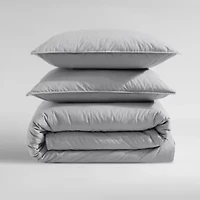 Washed Percale Brown Queen Duvet Cover Set-3 Piece