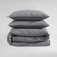 Washed Percale Brown Queen Duvet Cover Set-3 Piece