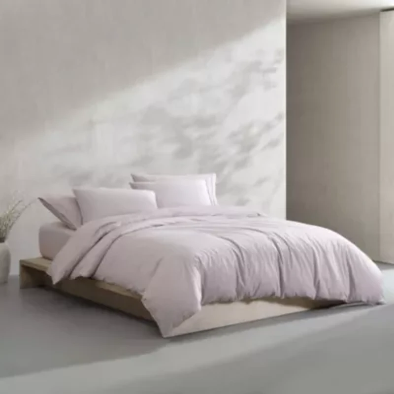 Washed Percale Brown Queen Duvet Cover Set-3 Piece