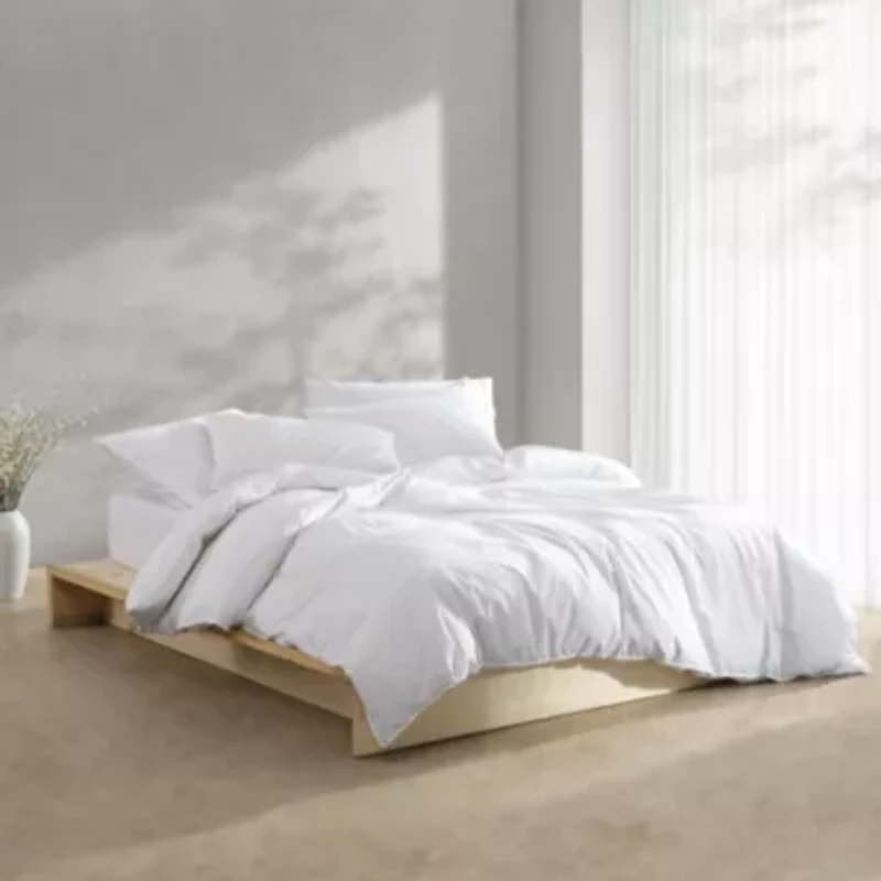 Washed Percale Beige King Duvet Cover Set-3 Piece
