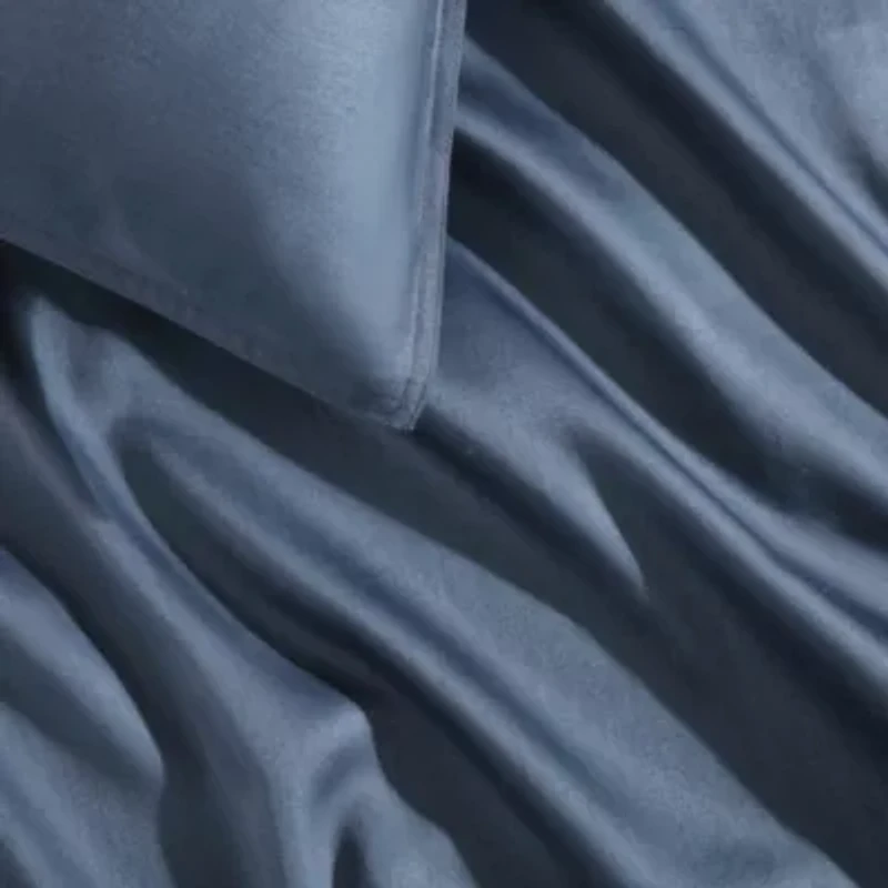 Organic Earth Solid Blue Queen Duvet Cover Set-3 Piece