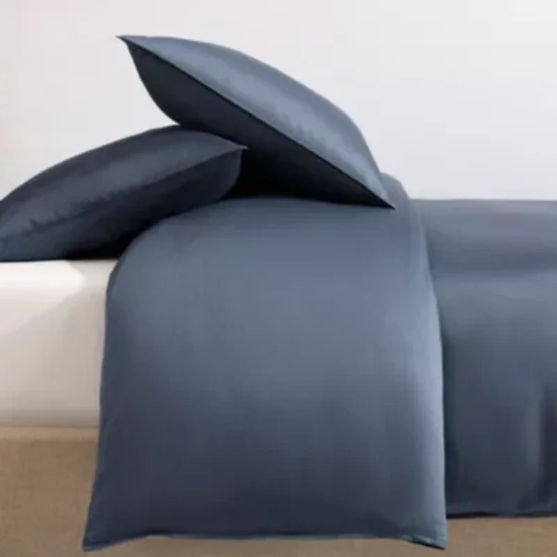 Organic Earth Solid Blue Queen Duvet Cover Set-3 Piece