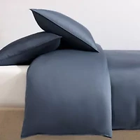 Organic Earth Solid Blue Queen Duvet Cover Set-3 Piece