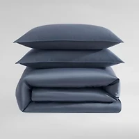 Organic Earth Solid Blue Queen Duvet Cover Set-3 Piece